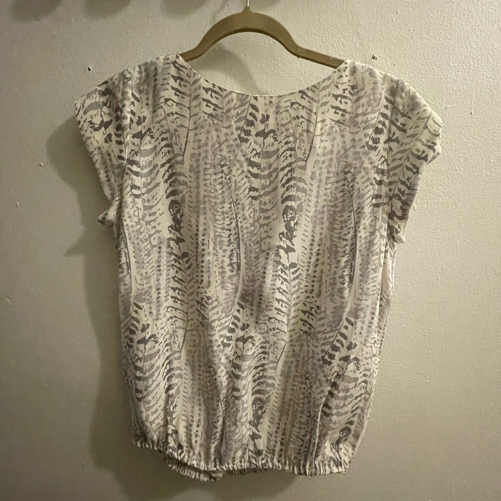 Joie silk feather print silk reversible top